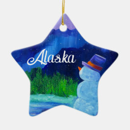 Ornement En Céramique Snowman Dreams Céramique STAR Ornement avec ALASKA