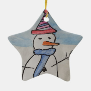 Ornement en céramique Snowman & sapin de Noël