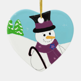Ornement En Céramique Snowman souriant