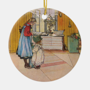 Ornement En Céramique Soeurs - Koket poids du commerce Carl Larsson
