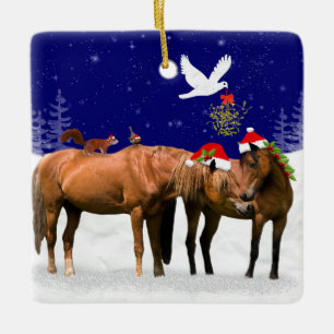 Ornement En Céramique Soirée de Noël du Poney
