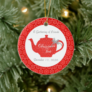 Ornement En Céramique Soirée de thé de Noël personnalisée