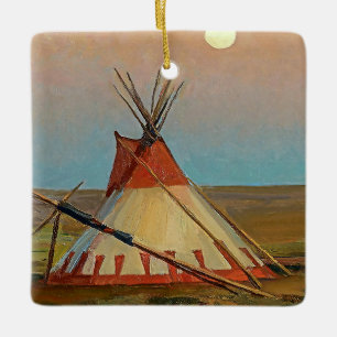 Ornement En Céramique « Soirée sur la réserve Blackfeet » par Maynard