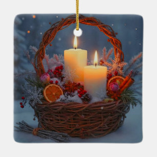Ornement En Céramique Solstice d'hiver Yule épices bougies