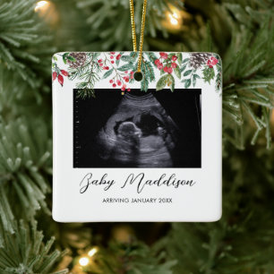 Ornement En Céramique Sonogramme Ultrasound Premier Noël du bébé