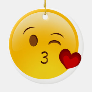 Ornement En Céramique Soufflez Noël en céramique double face d'emoji de