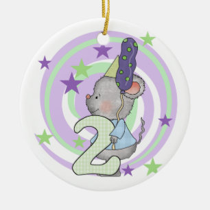 Ornement En Céramique Souris 2e anniversaire T-shirts et cadeaux