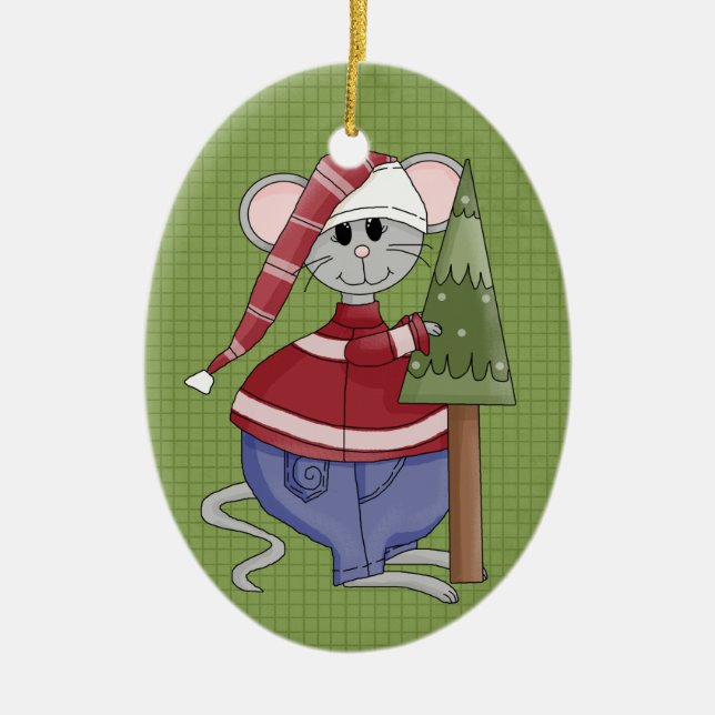 Ornement En Céramique Souris de Noël en céramique (Devant)