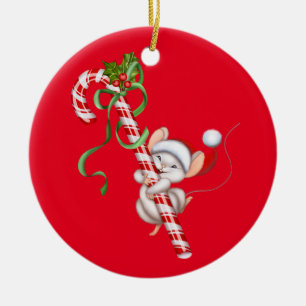 Ornement En Céramique Souris de Noël - Père Noël