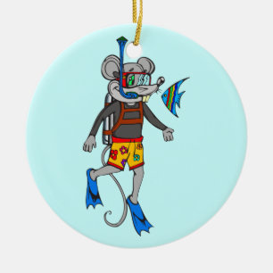 Ornement En Céramique Souris de plongée à l'air