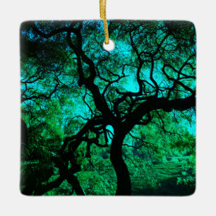Ornement En Céramique Sous l'arbre en turquoise