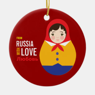Ornement En Céramique Souvenir d'adoption de Matryoshka From Russia With