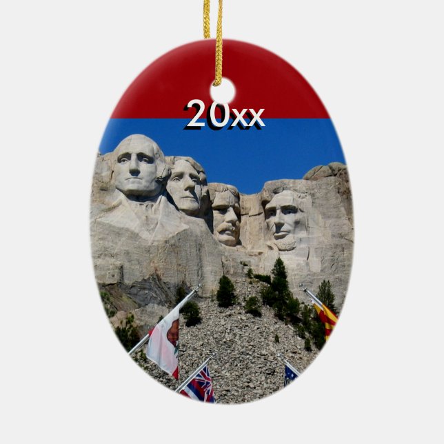 Ornement En Céramique Souvenir personnalisable de Mt Rushmore (Dos)