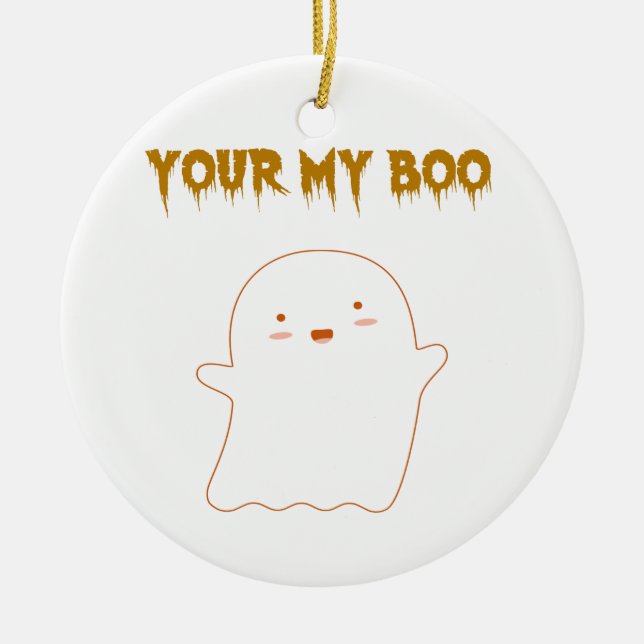 Ornement En Céramique Soyez mon fantôme d'Halloween Boo (Devant)