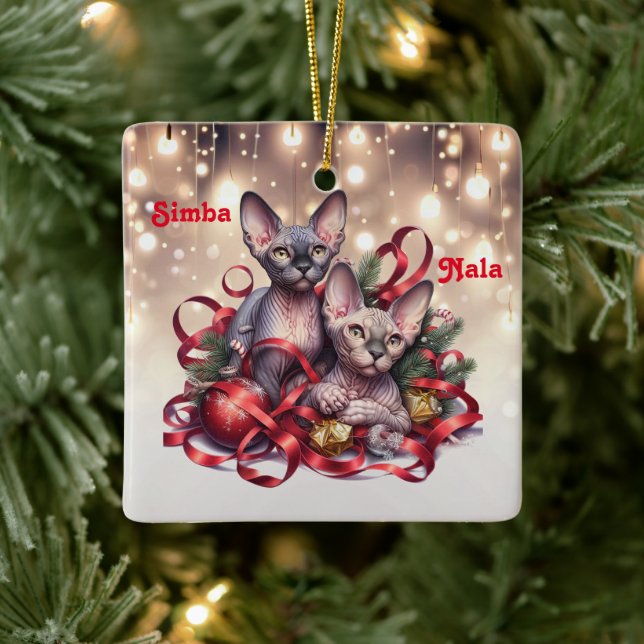 Ornement En Céramique Sphynx Kittens Noël (Arbre)