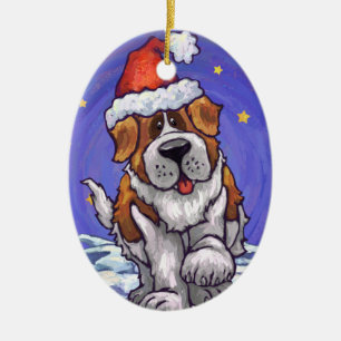 Ornement En Céramique St. Bernard Christmas