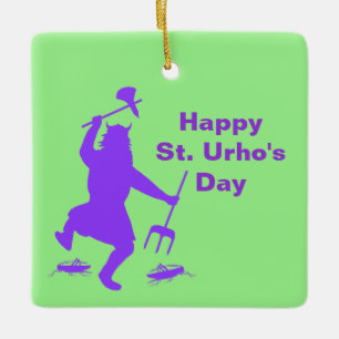 Ornement En Céramique St. Urho's Day Silhouette Ornament