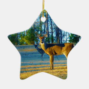 Ornement En Céramique Stade / Buck Deer, Ciel bleu clair