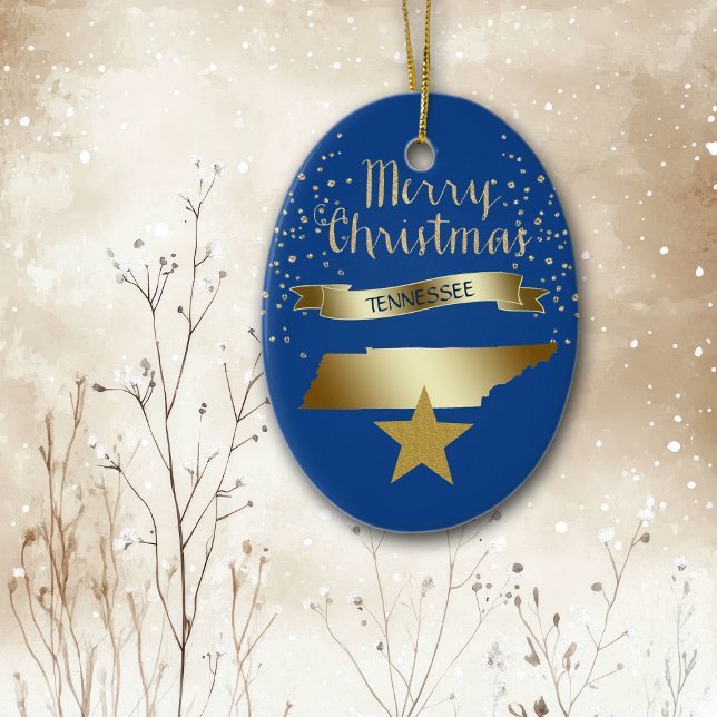 Ornement En Céramique Star Blue Gold Tennessee (Créateur téléchargé)