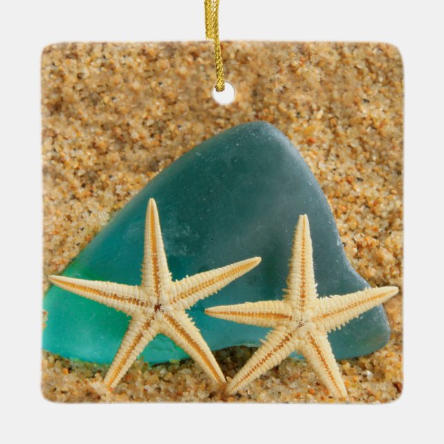 Ornement En Céramique Starfish Et Seaglass (Devant)