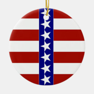 Ornement En Céramique Stars & Stripes of Red White And Blue