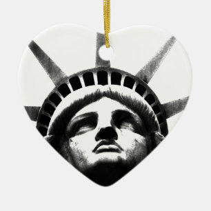Ornement En Céramique Statue noire et blanche de la Liberté