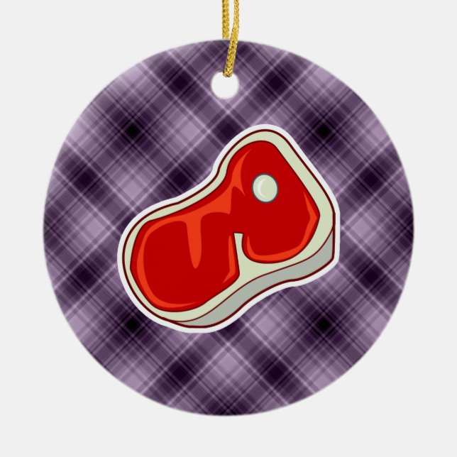 Ornement En Céramique Steak de boucher pourpre (Devant)