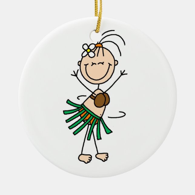 Ornement En Céramique Stick Figure Hula Danse Ornament (Devant)