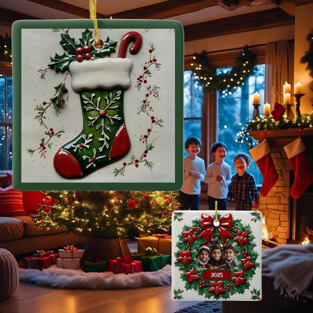 Ornement En Céramique Stockage de Noël personnalisable (Créateur téléchargé)