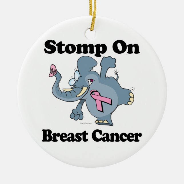 Ornement En Céramique Stompe éléphante sur le cancer du sein (Devant)