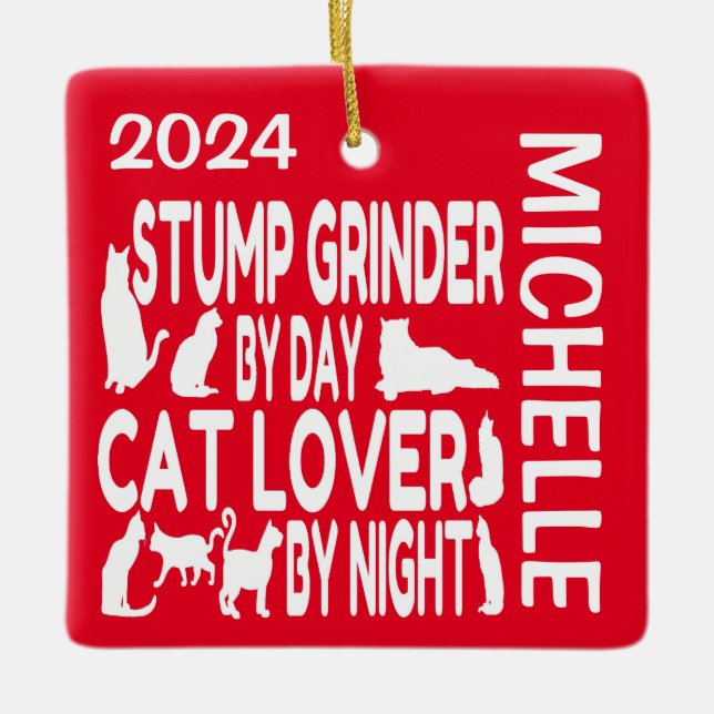 Ornement En Céramique Stump Grinder aime les chats CUSTOM (Devant)