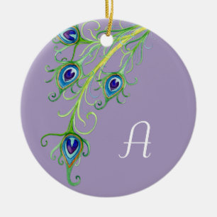 Ornement En Céramique Style Art Déco Nouveau Peacock Feathryl