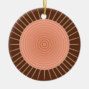 Ornement En Céramique Sunburst géométrique moderne - Pêche et Brown
