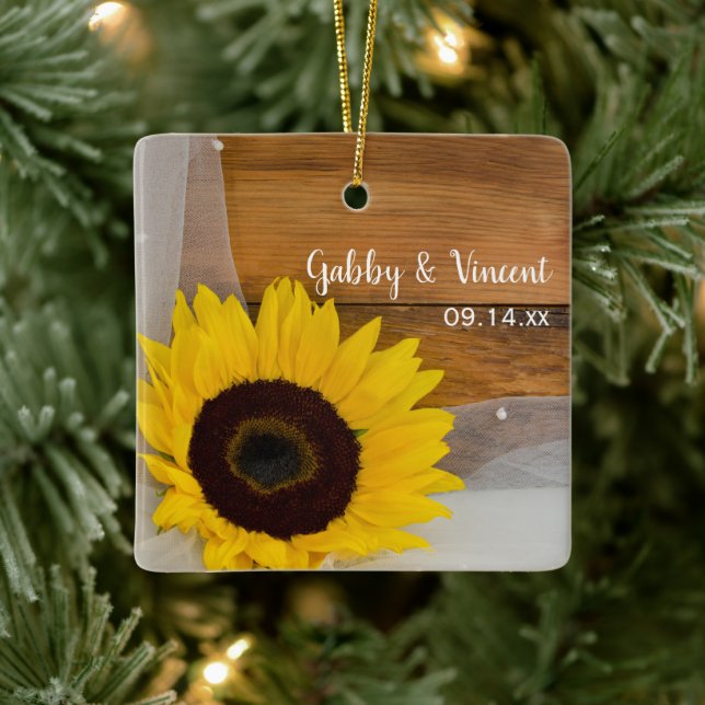 Ornement En Céramique Sunflower Veil Mariage Bridesmaid Merci (Arbre)
