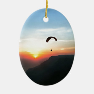Ornement En Céramique Sunset Paraglide Wanderlust Extreme Sports Art