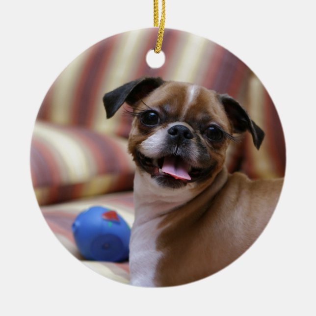 Ornement En Céramique Super mignon chien avec sa balle préférée (Devant)
