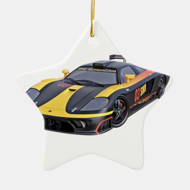Ornement En Céramique Supercar dans le noir et le jaune (Devant)