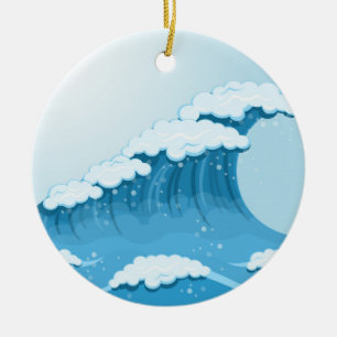 Ornement En Céramique Surf Blue Wave et océan