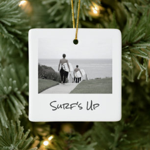 Ornement En Céramique SURF UP Vacances PHOTO Lieu Année Conservation