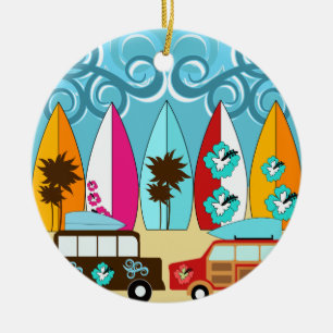 Ornement En Céramique Surfboards Beach Bum Surfing Hippie Vans