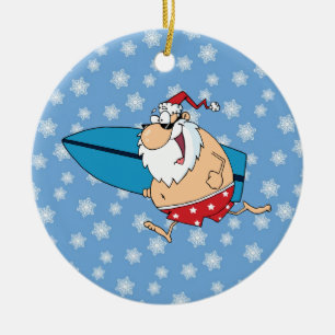 Ornement En Céramique surfer de père Noël