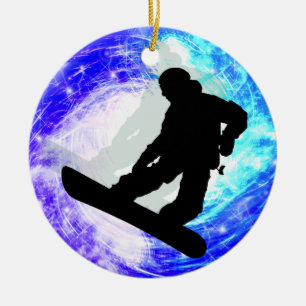 Ornement En Céramique Surfeur dans le blanc dehors