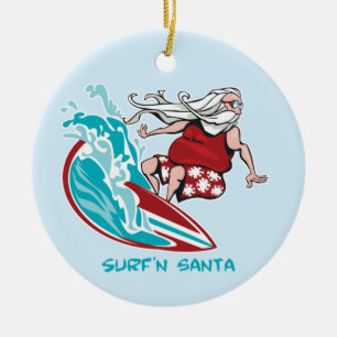 Ornement En Céramique Surf'n Père Noël