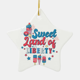 Ornement En Céramique Sweet Land Of Liberty - Amérique 4 juillet