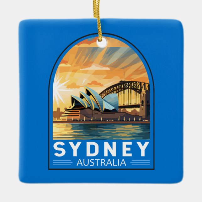 Ornement En Céramique Sydney Australia Travel Art Vintage (Devant)