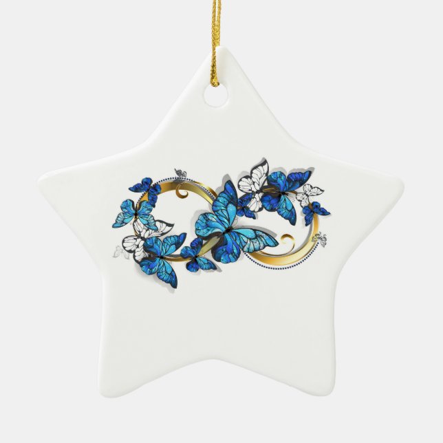 Ornement En Céramique Symbol Infinity of Blue Morpho Butterflies (Devant)