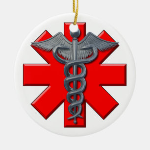 Ornement En Céramique Symbole argenté de corps médical