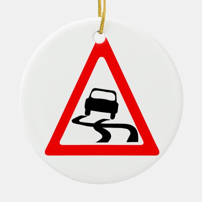 Ornement En Céramique Symbole d'avertissement de route glissante (Devant)