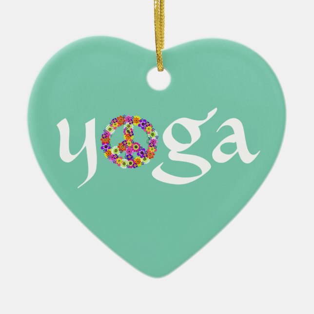 Ornement En Céramique SYMBOLE DE LA PAIX Yoga Floral (Devant)
