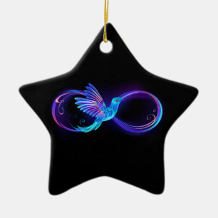 Ornement En Céramique Symbole de Neon Infinity par Glowing Hummingbird